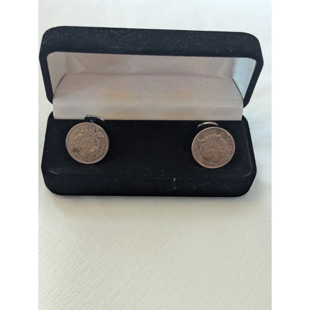 Pair Silver 1883 10 Centavos Cluff Links - .900‎ Silver Coins